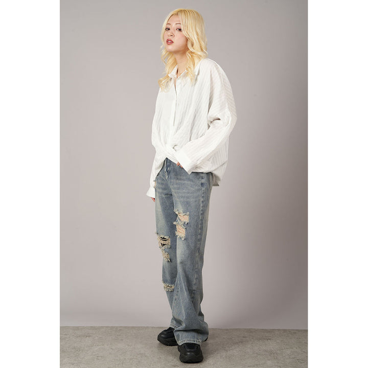 Cut Off Damage Denim Jeans