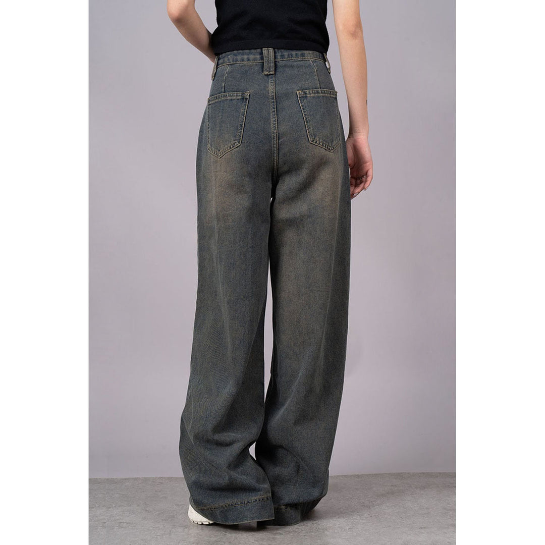 Front Seam Super Wide Denim Jeans