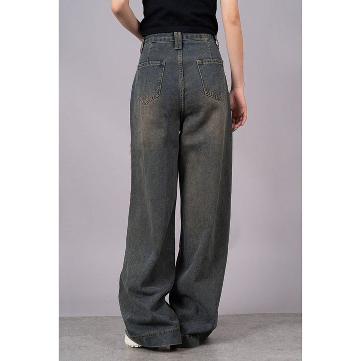 Front Seam Super Wide Denim Jeans