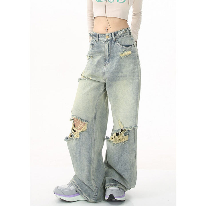 Baggy Silhouette Damage Denim Jeans