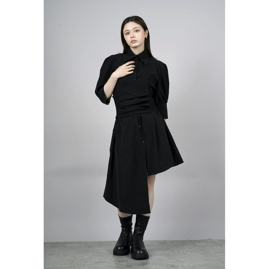 Waist slim waist belt shirt onepiece