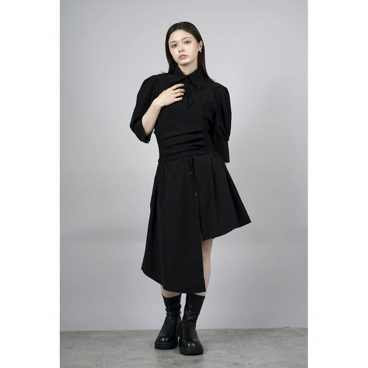 Waist slim waist belt shirt onepiece