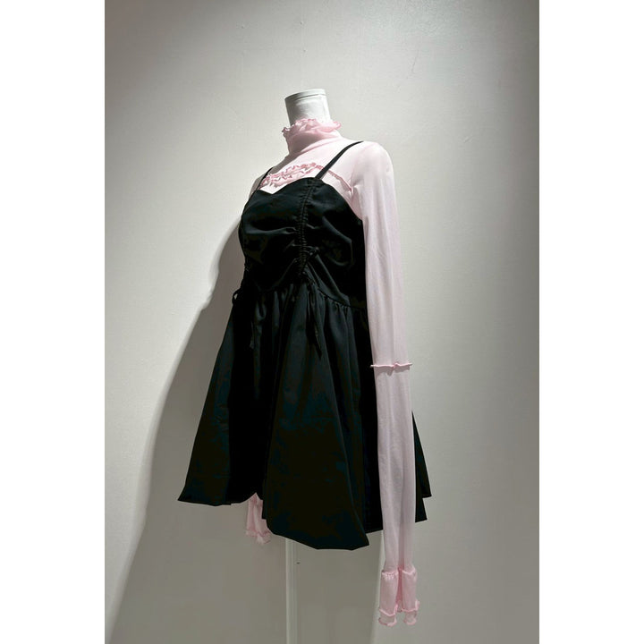 Shirring Tuck Balloon Mini Onepiece