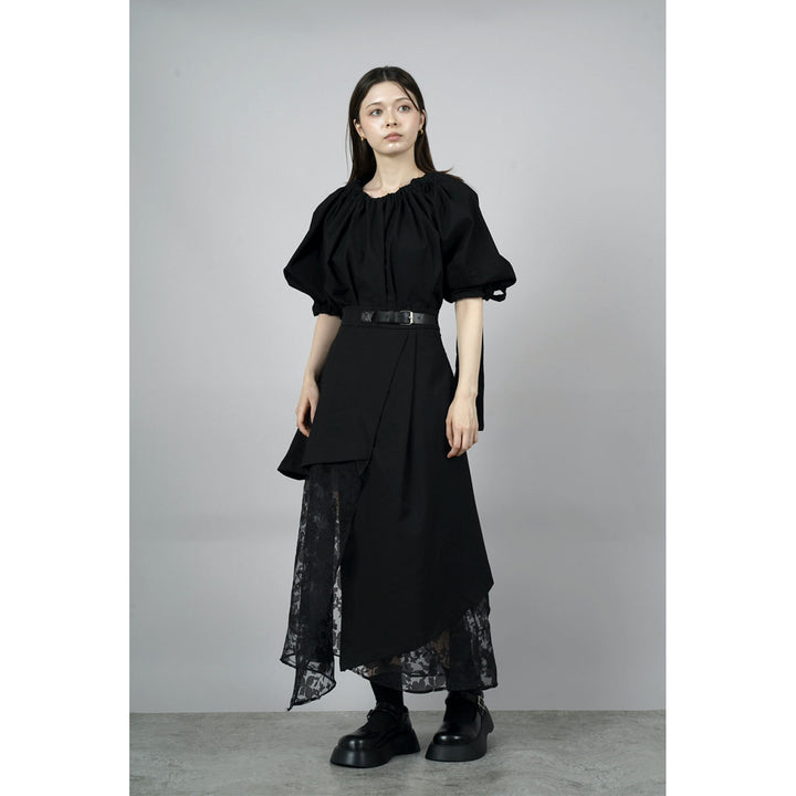 Asymmetry Flare Lace Layered Skirt