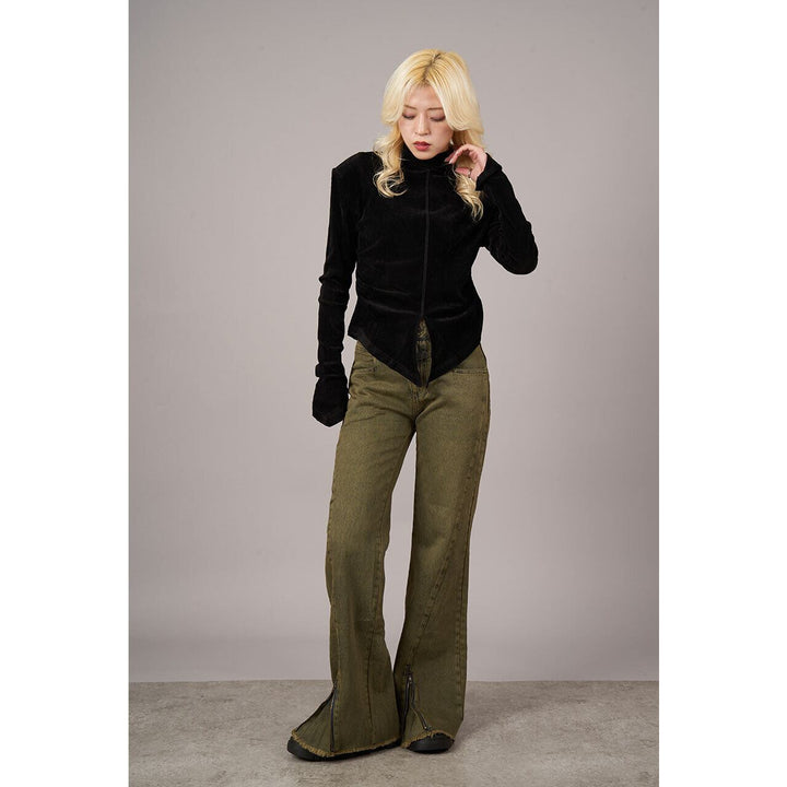 High Neck Velor Compact Pullover