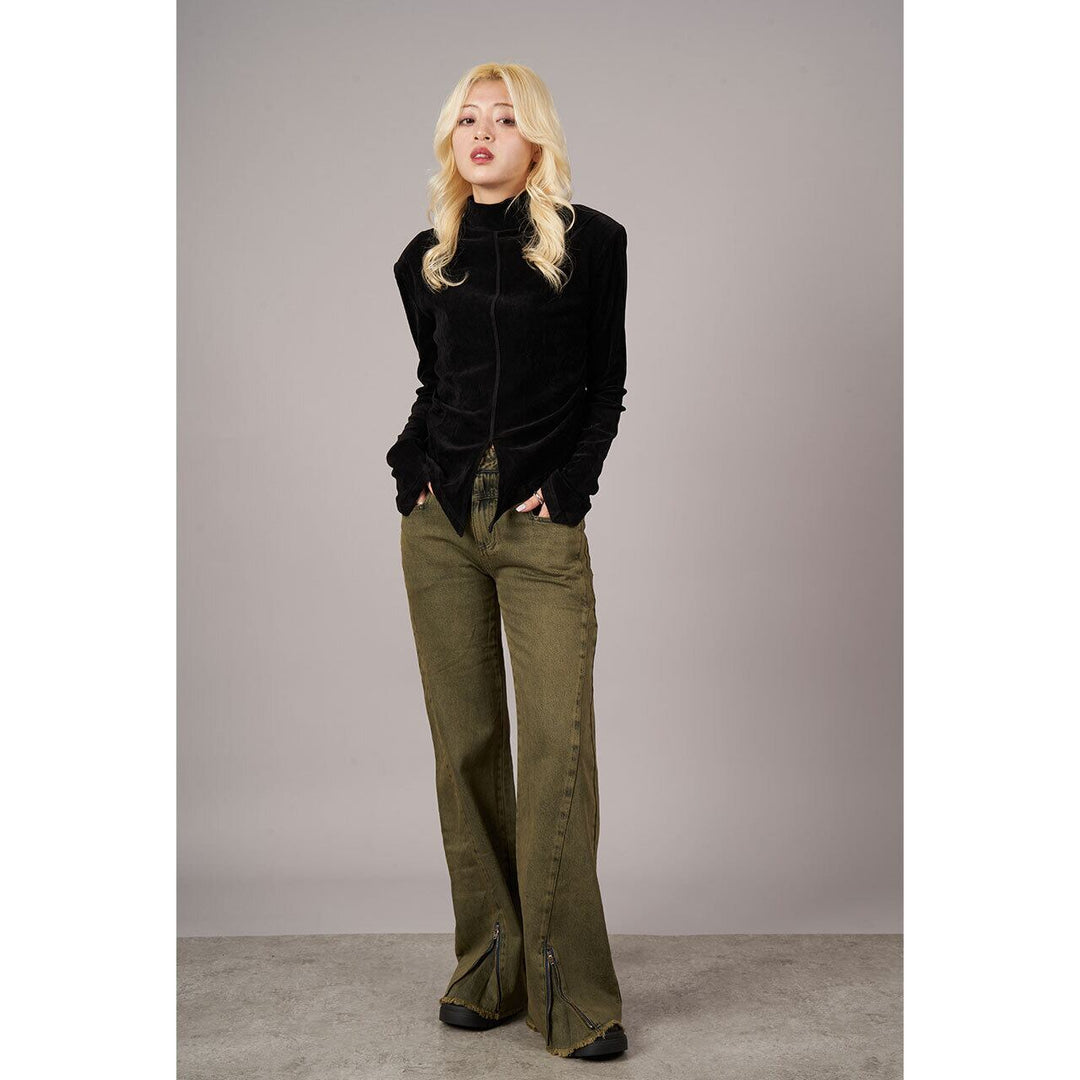 High Neck Velor Compact Pullover