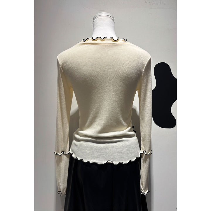 Rib Mellow Ribbon Tops Front ribbon / Big ribbon / Sleeve ribbon