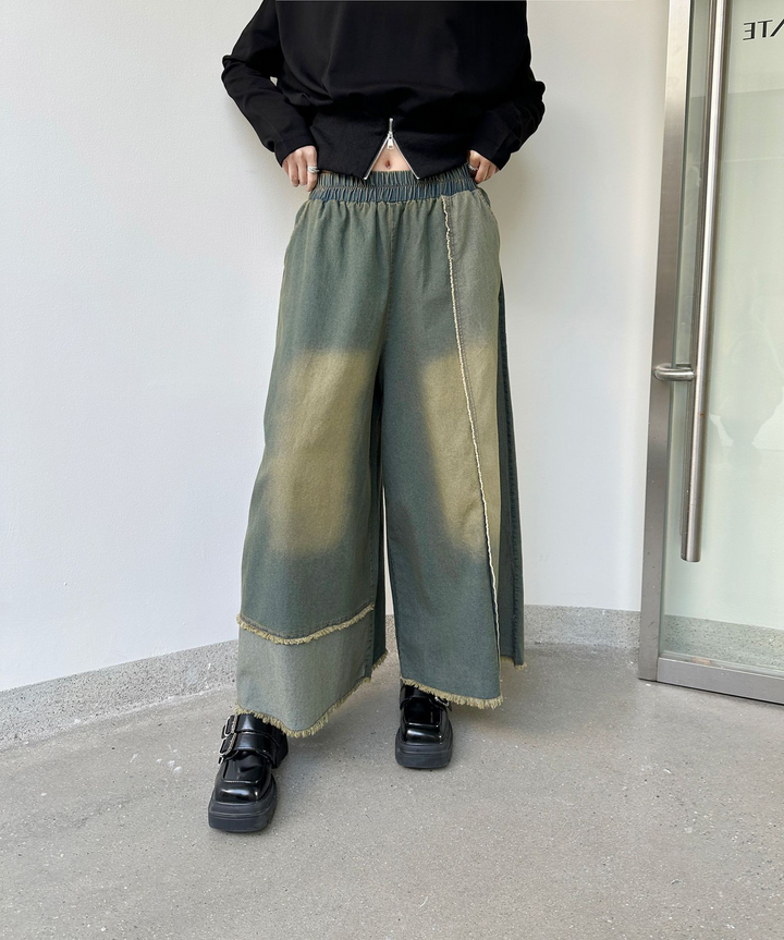 American style drape contrast denim