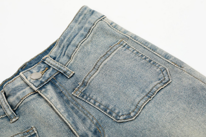 Back Pocket Lace Up Denim Jeans