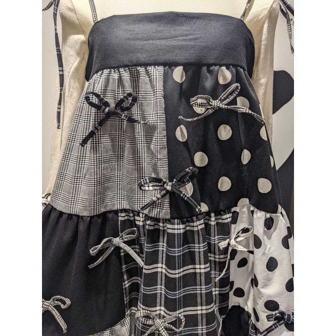 Patchwork Tiered Ribbon Onepiece