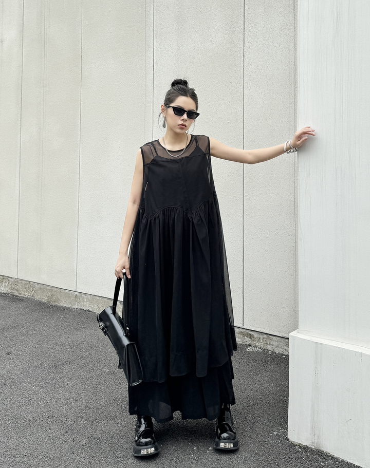 See-through sleeveless dress