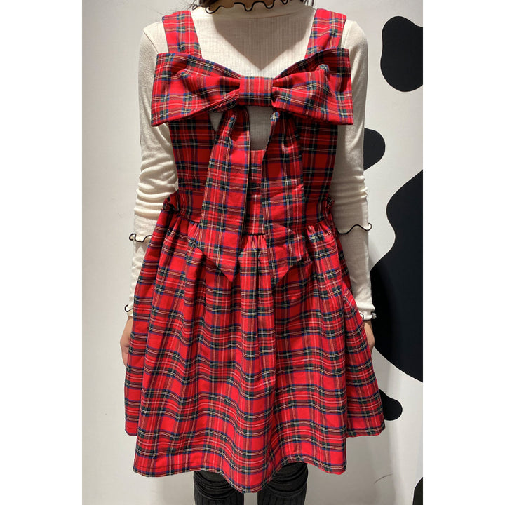 Front ribbon sleeveless onepiece (Red Check) ¥8,980 / ¥9,480