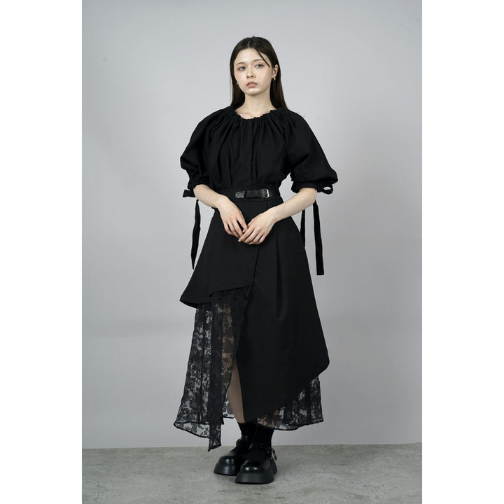 Asymmetry Flare Lace Layered Skirt