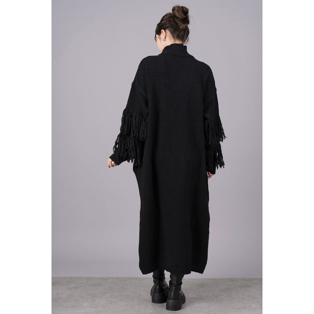 High Neck Fringe Zipper Knit Onepiece