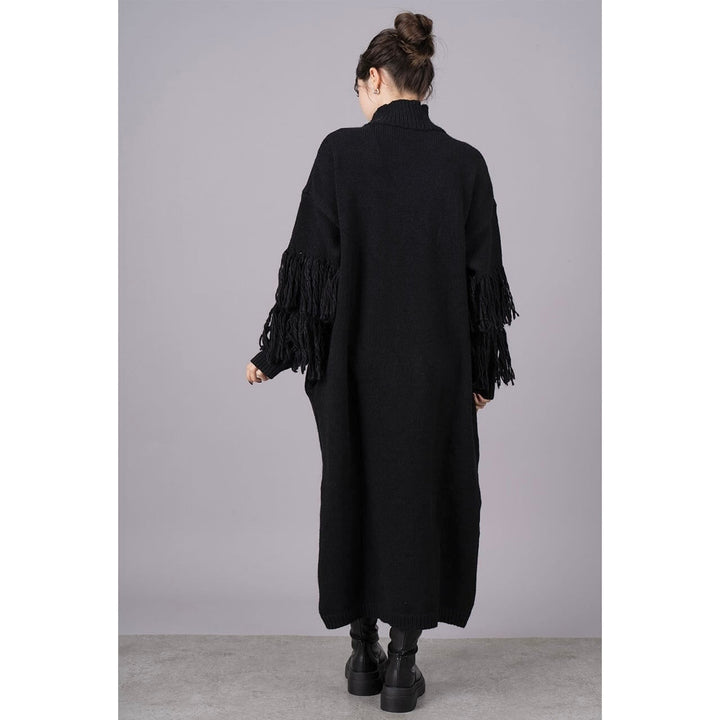 High Neck Fringe Zipper Knit Onepiece