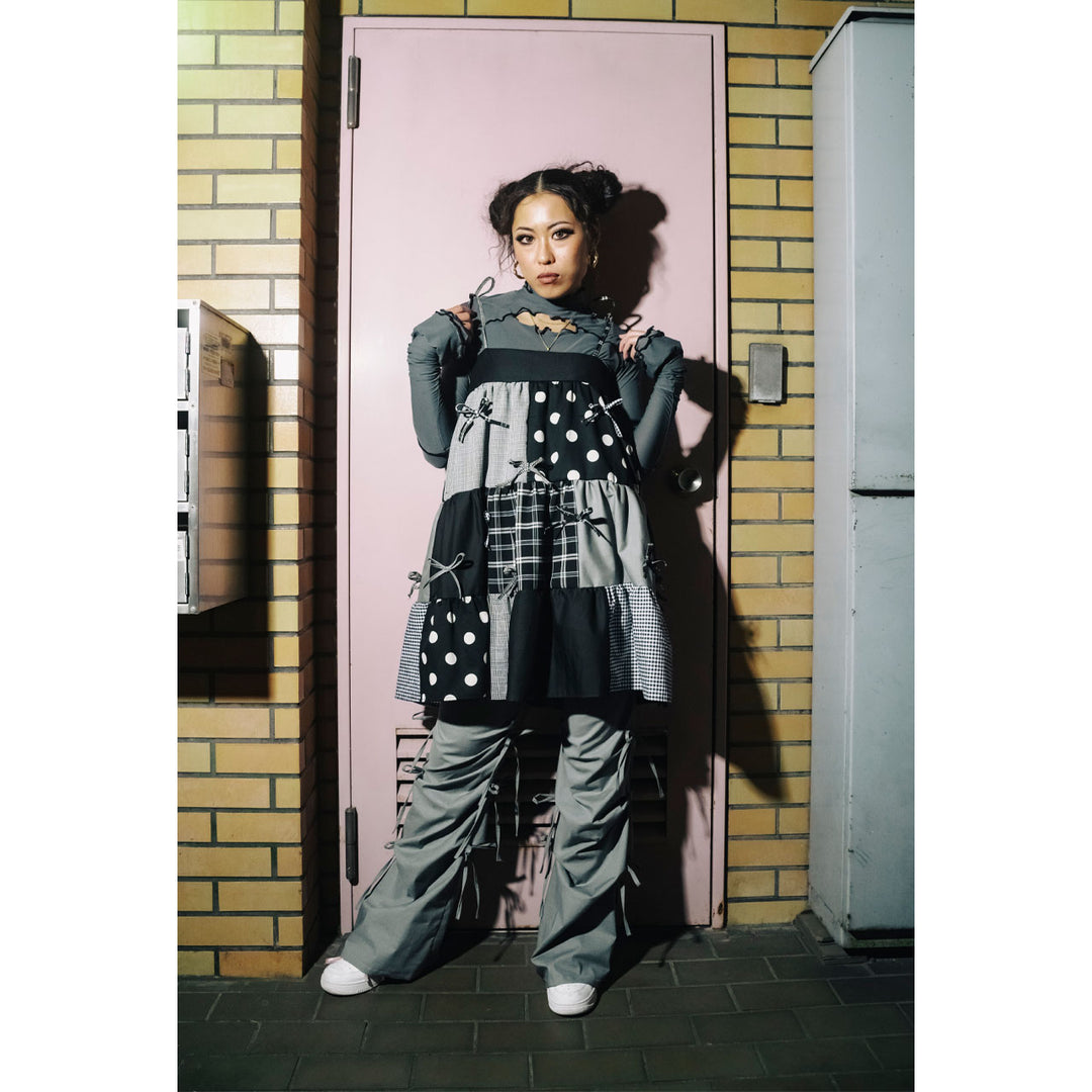 Patchwork Tiered Ribbon Onepiece