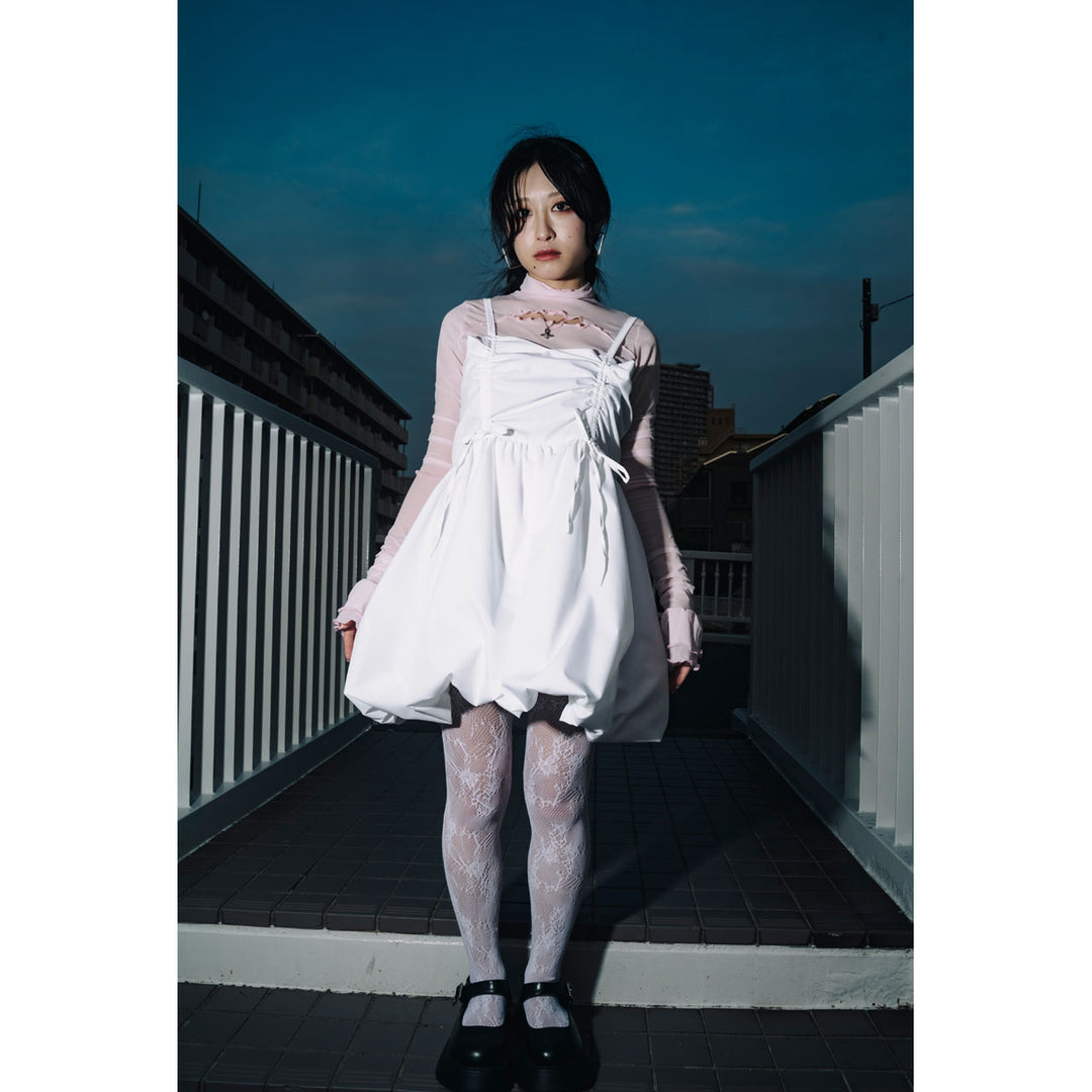 Shirring Tuck Balloon Mini Onepiece