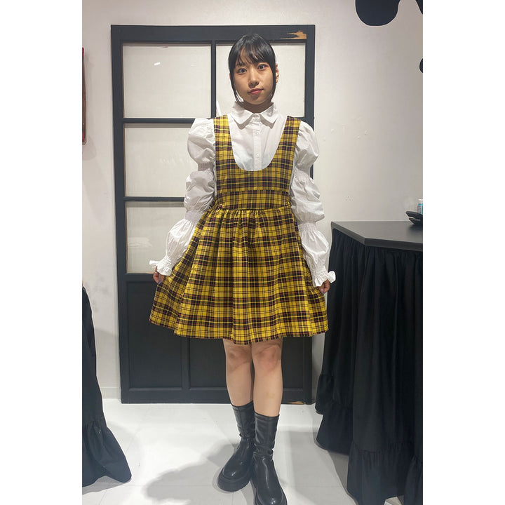 Front ribbon sleeveless onepiece (Yellow Check) ¥8,980 / ¥9,480