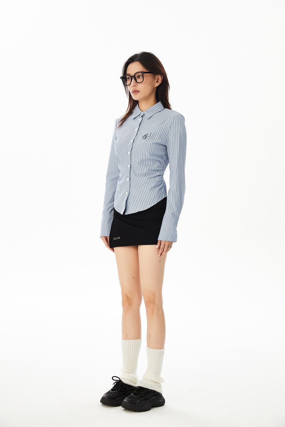 Embroidered Stripe Long Sleeve Shirt