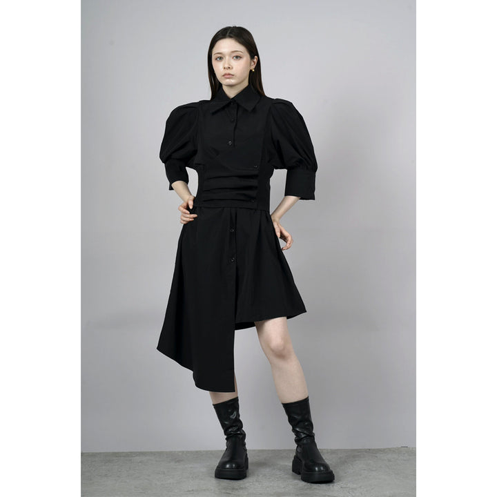 Waist slim waist belt shirt onepiece