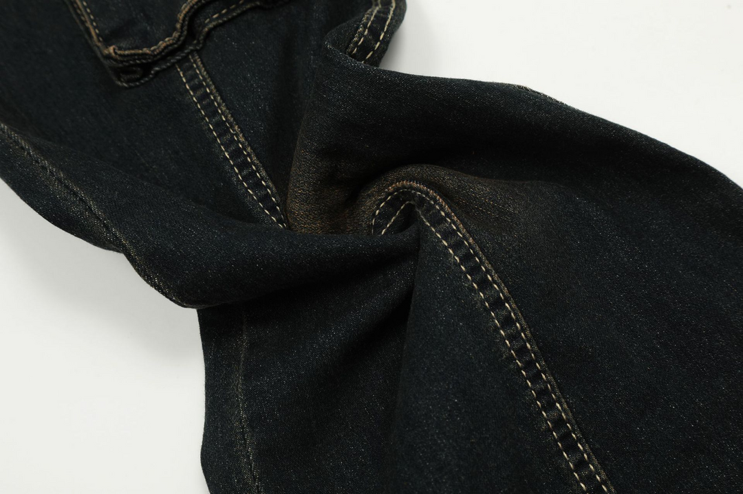 Fur washed flare denim pants