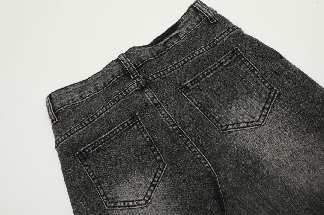 Burning Cross Belt Bell Bottm Denim Pants