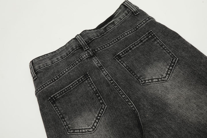 Burning Cross Belt Bell Bottm Denim Pants