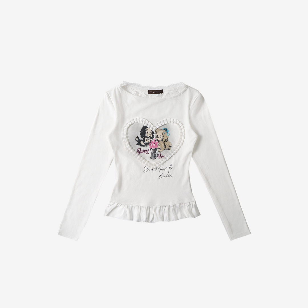 Heart Frill Long Sleeve T-shirt