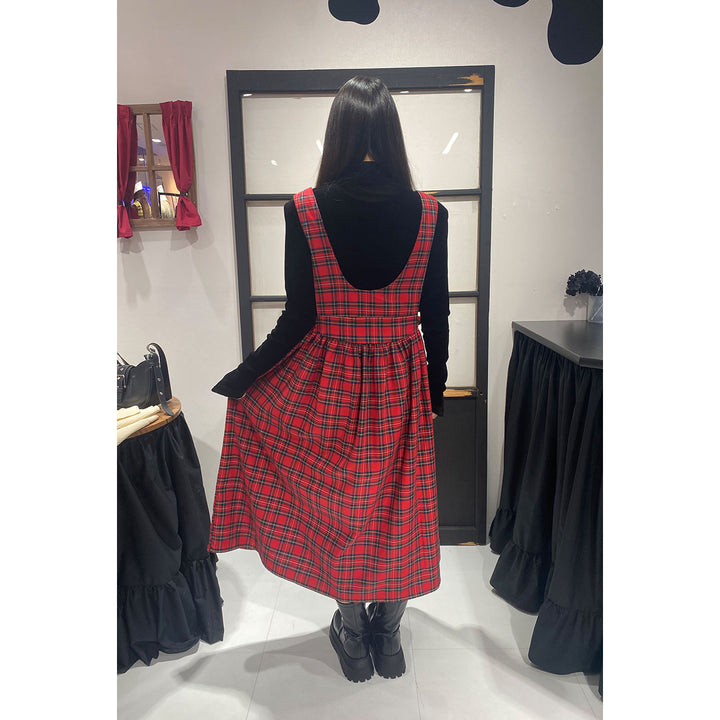 Front ribbon sleeveless onepiece (Red Check) ¥8,980 / ¥9,480