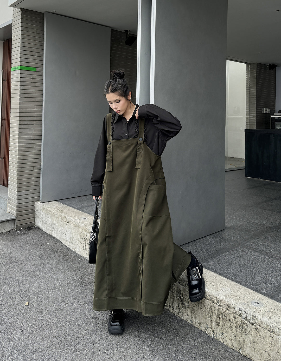 Workwear strap long dress