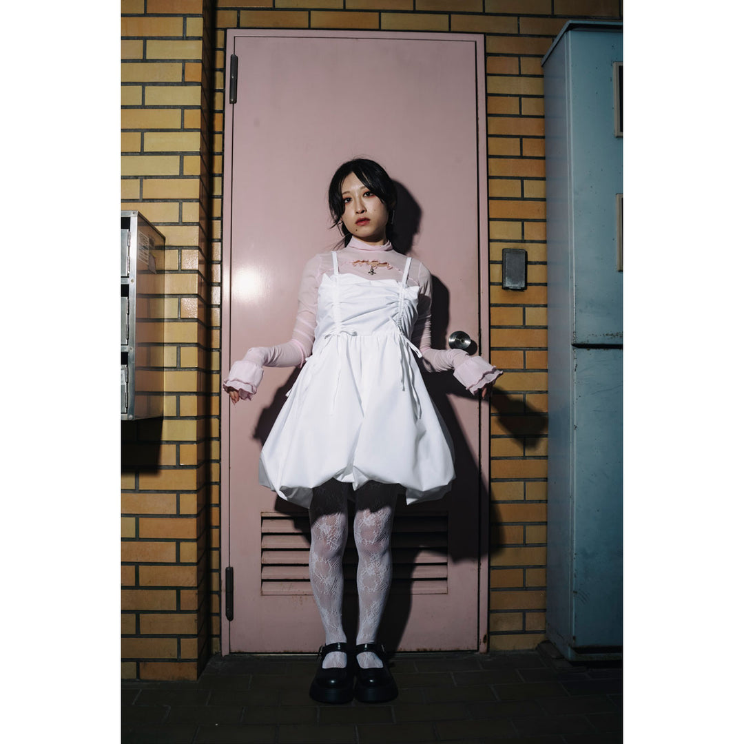 Shirring Tuck Balloon Mini Onepiece