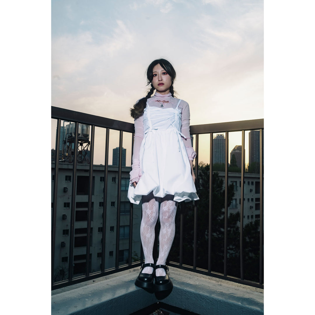 Shirring Tuck Balloon Mini Onepiece