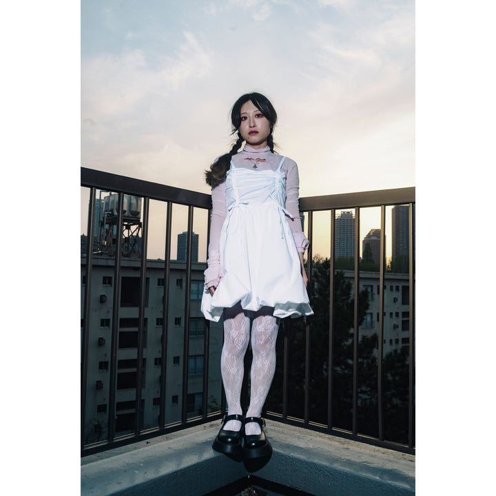 Shirring Tuck Balloon Mini Onepiece