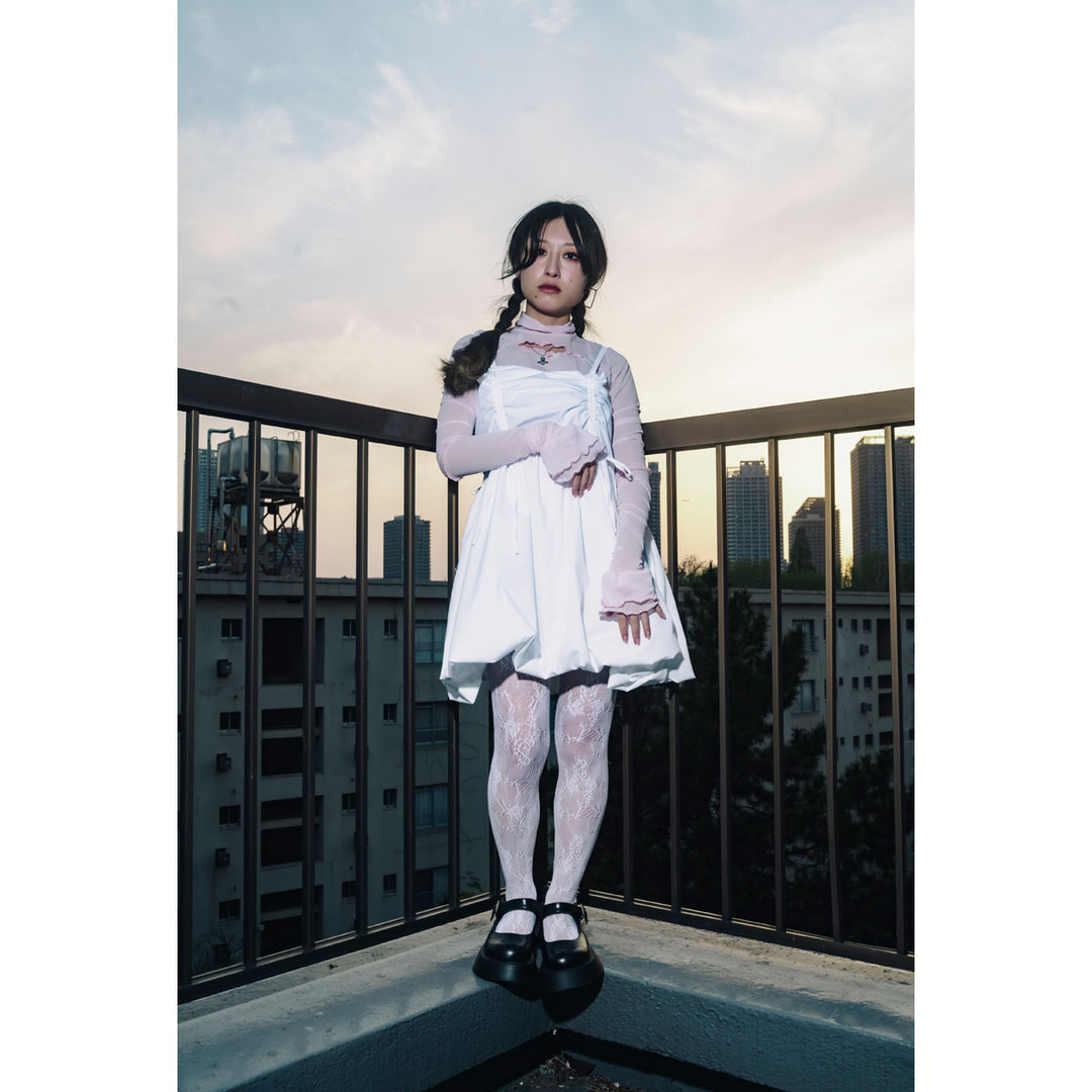 Shirring Tuck Balloon Mini Onepiece