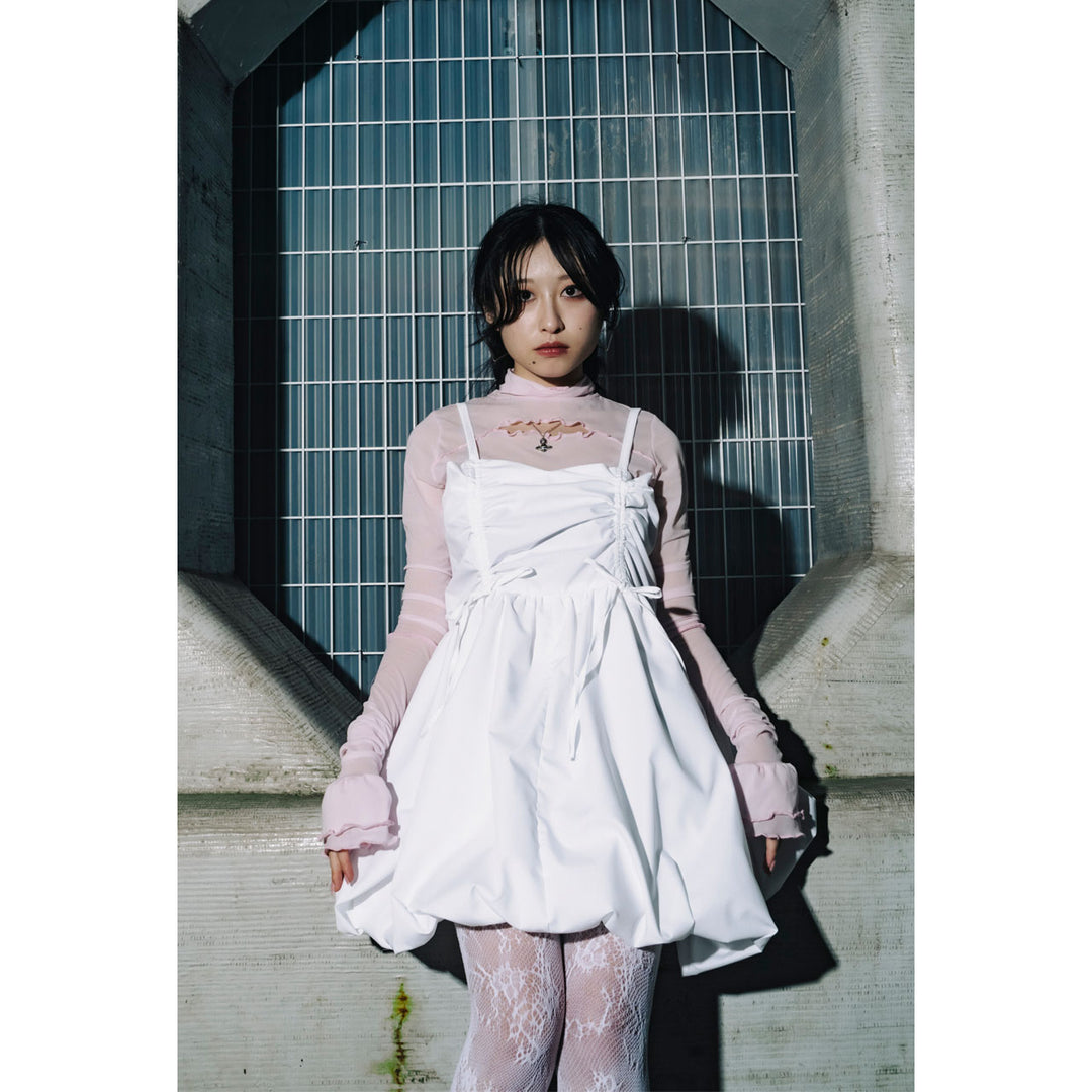 Shirring Tuck Balloon Mini Onepiece