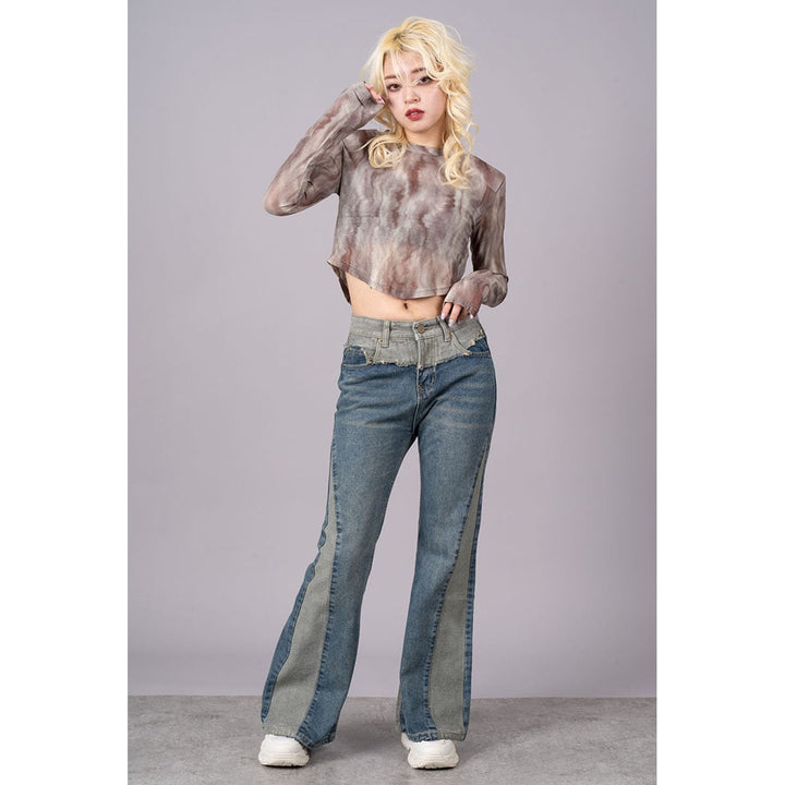 Bicolor Switching Denim Jeans