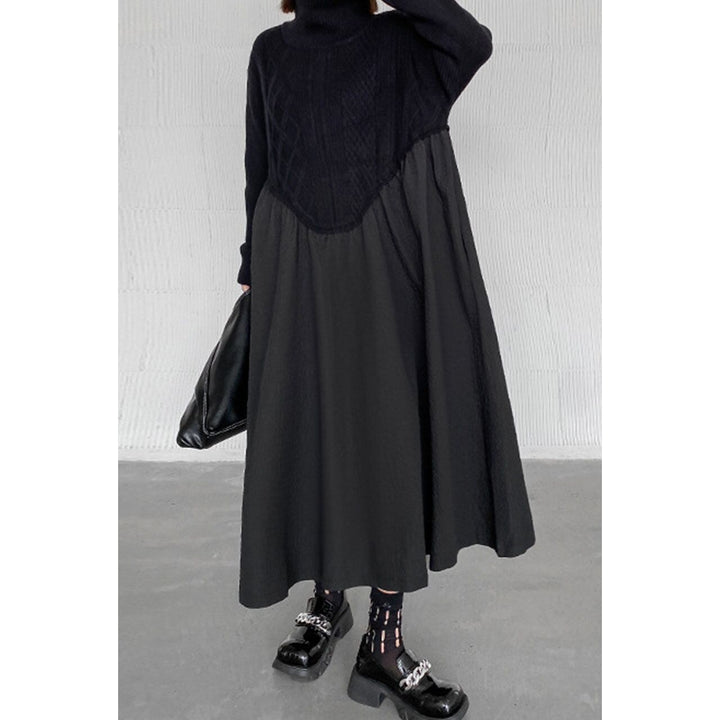 Knit Switching A-line Onepiece