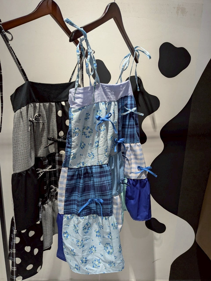 Patchwork Tiered Ribbon Onepiece