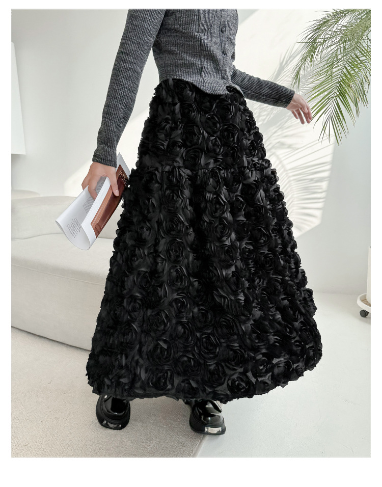 Flower volume A-line skirt