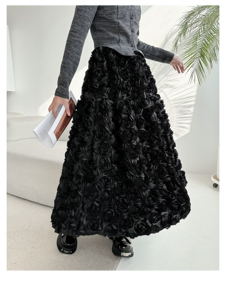 Flower volume A-line skirt