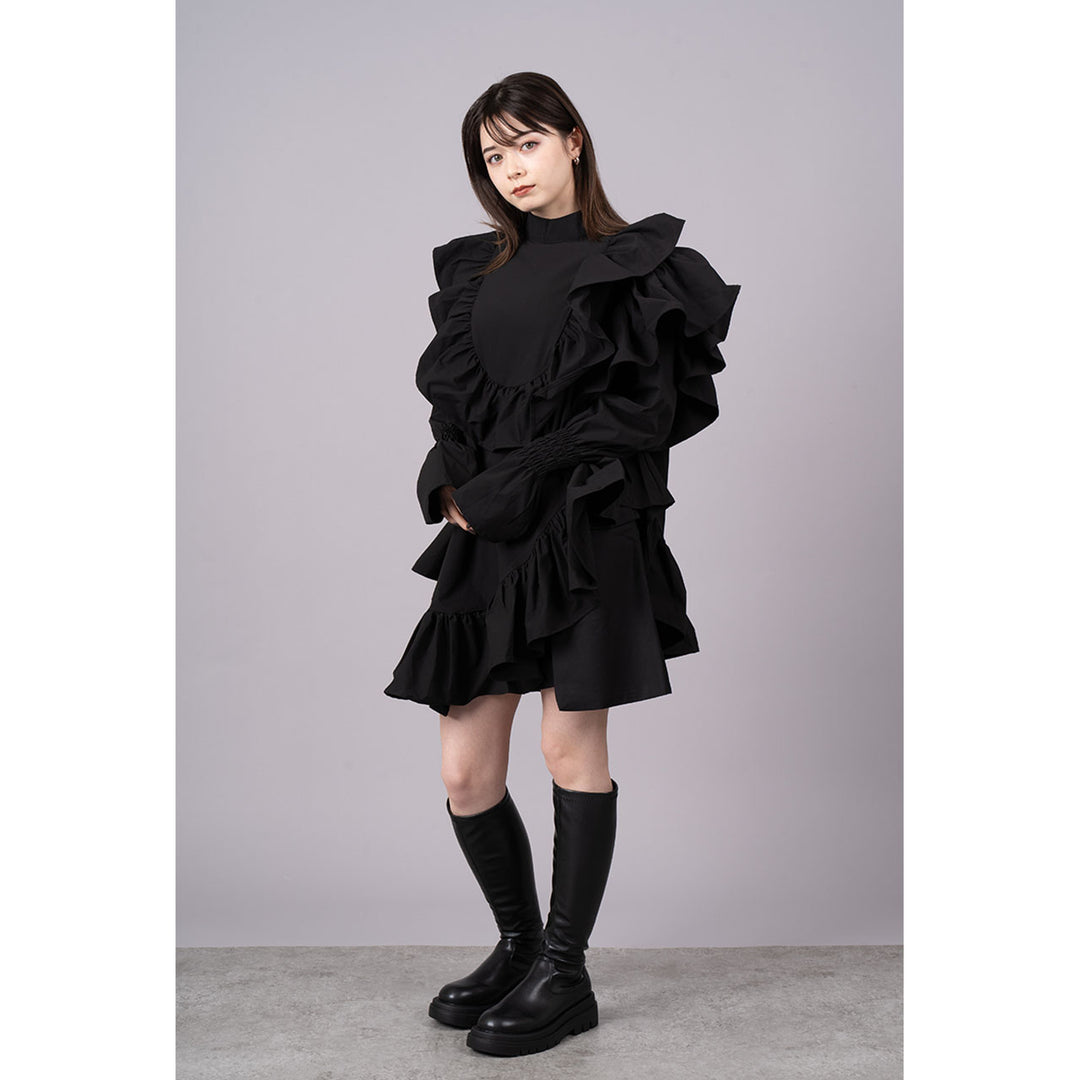 Asymmetry Shirring Tops