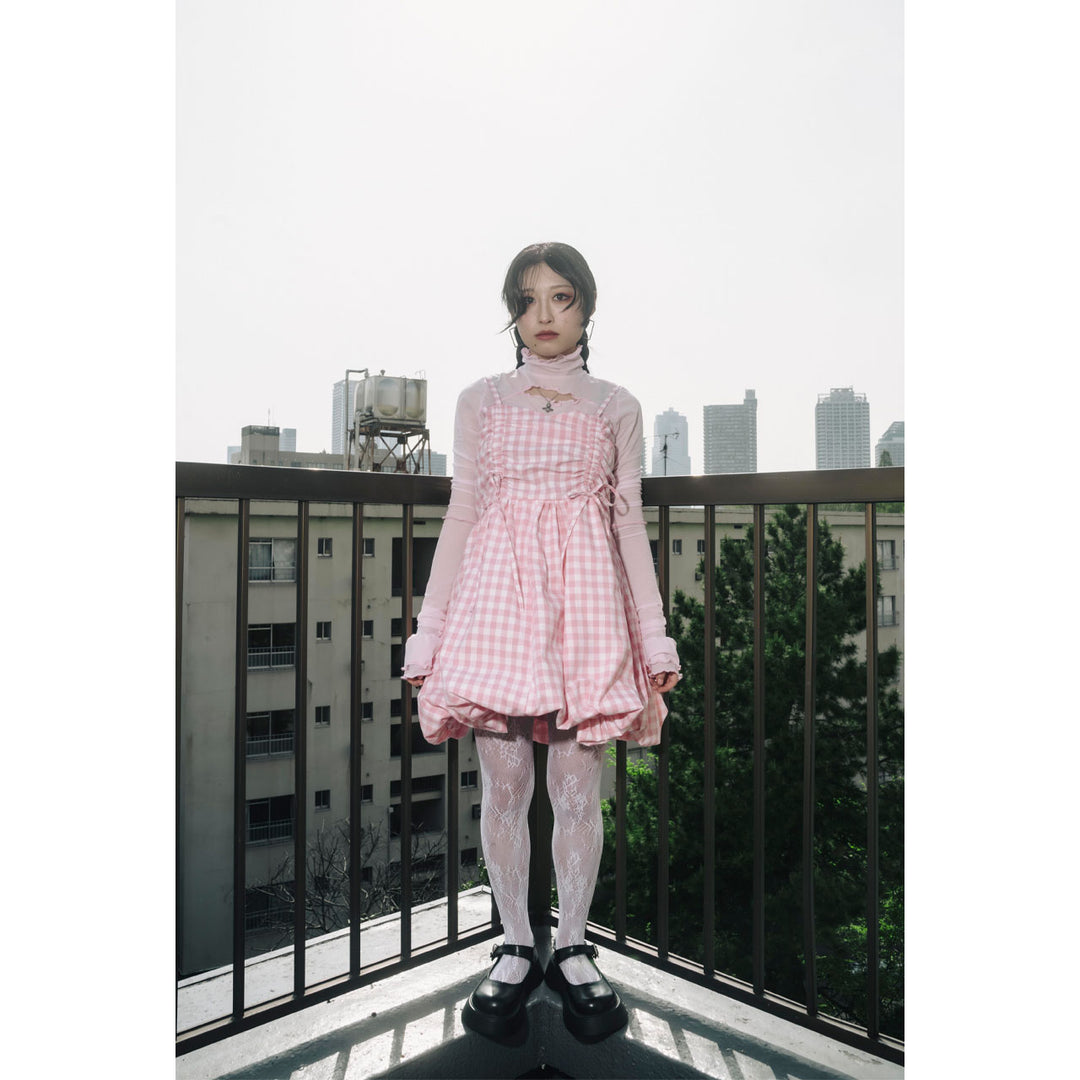 Shirring Tuck Balloon Mini Onepiece