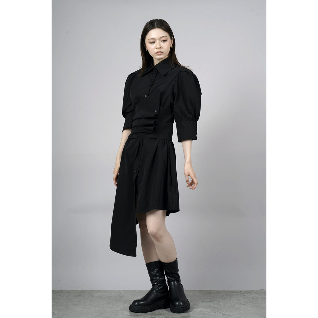 Waist slim waist belt shirt onepiece