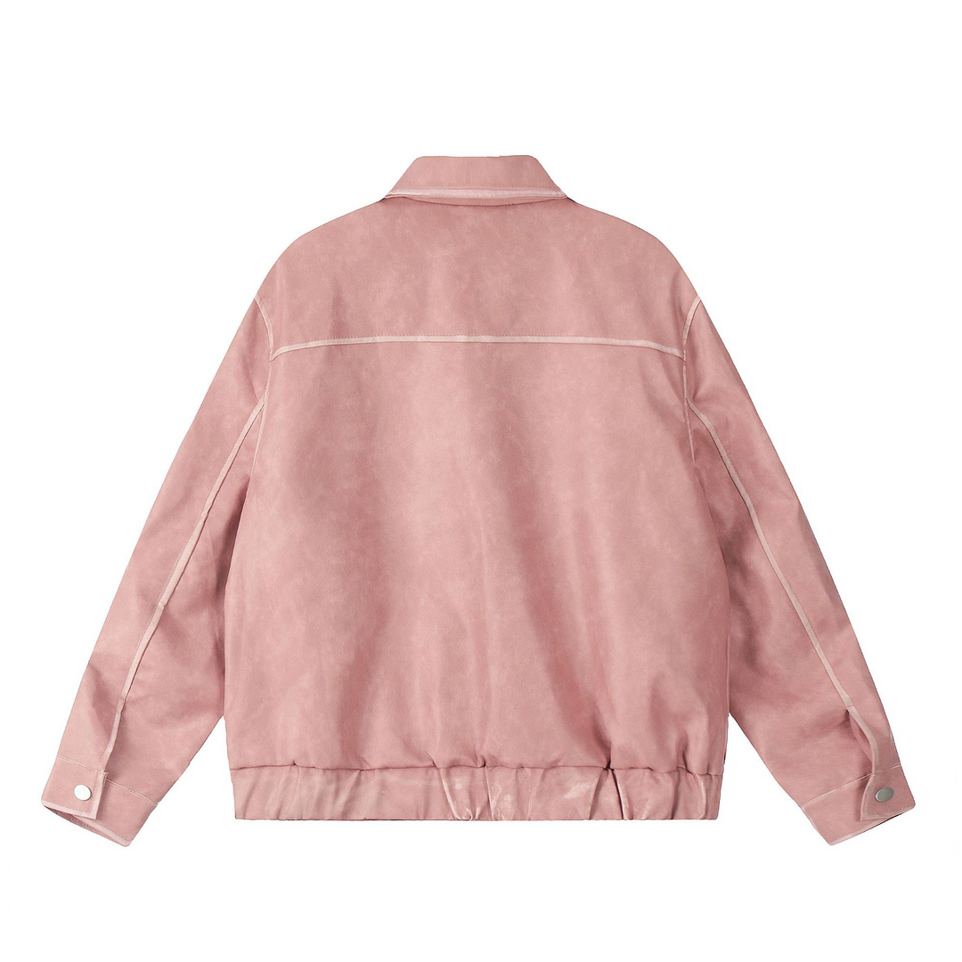 Sweet ribbon PU leather jacket