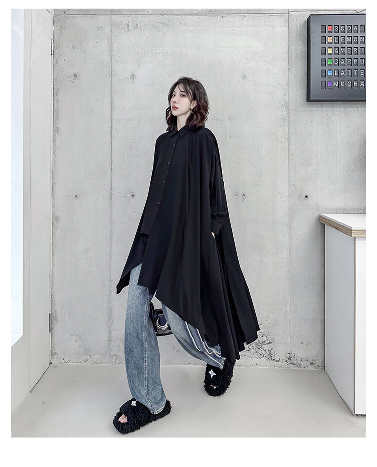 Poncho shirt draped one-piece