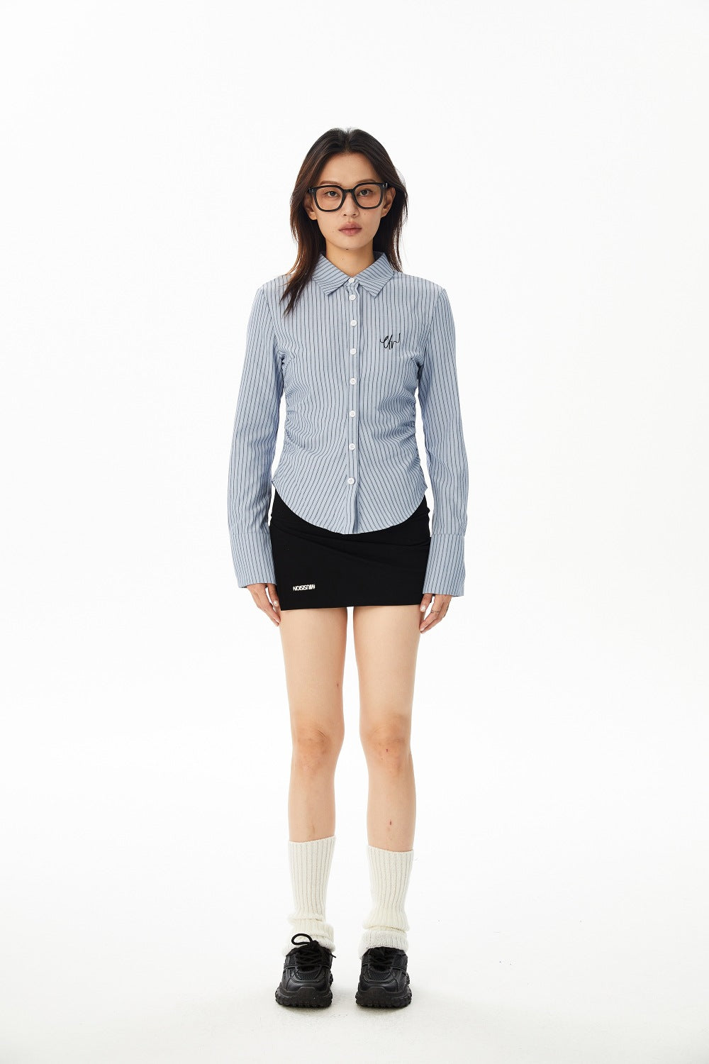 Embroidered Stripe Long Sleeve Shirt