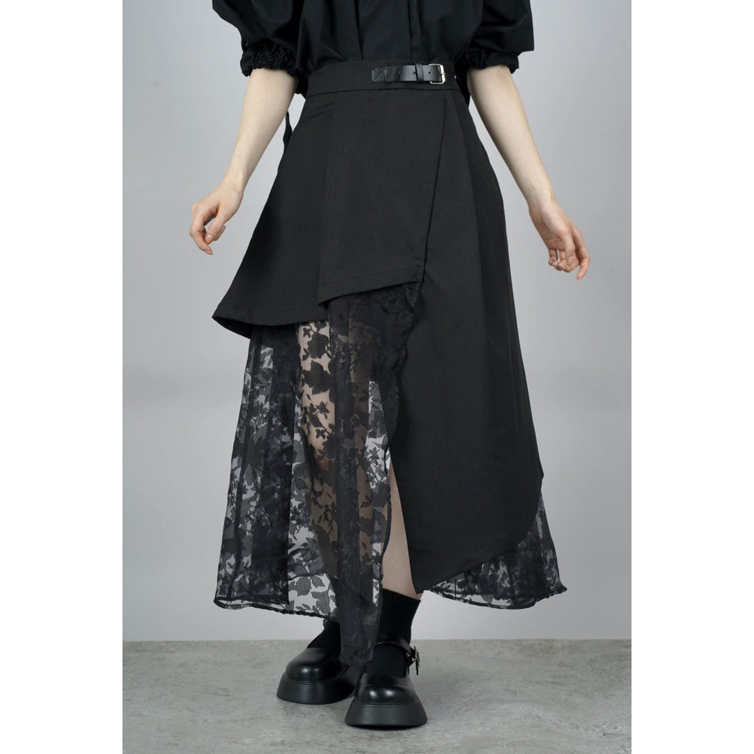 Asymmetry Flare Lace Layered Skirt
