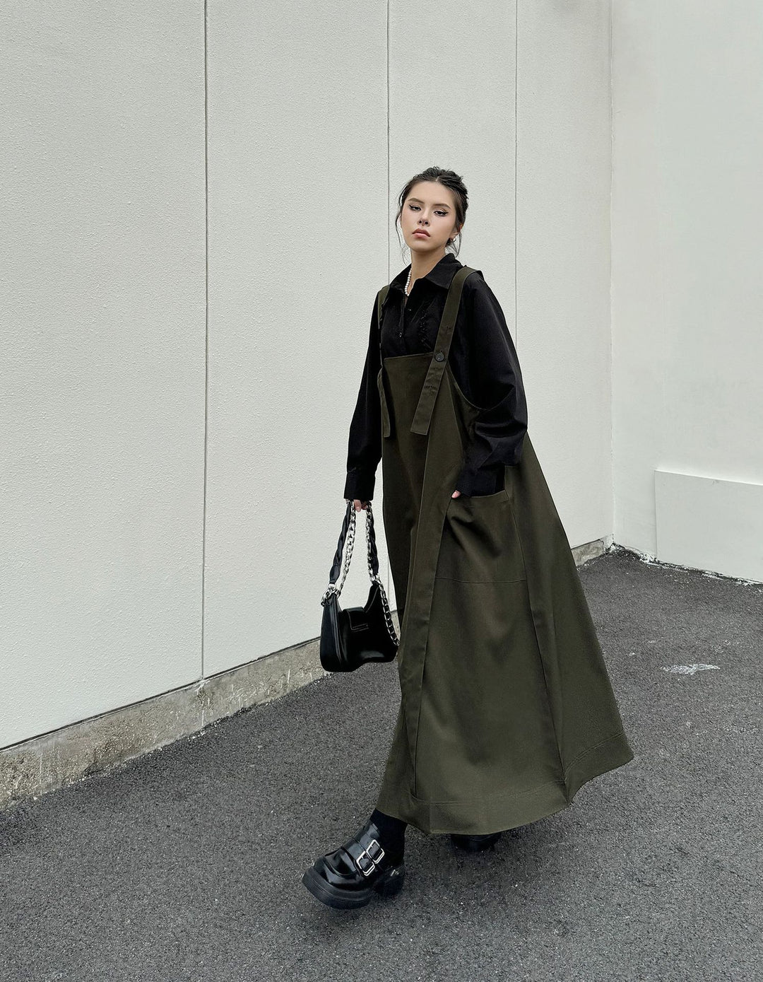 Workwear strap long dress