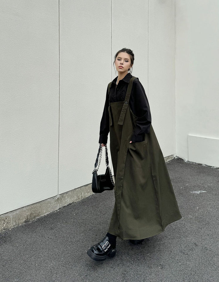 Workwear strap long dress