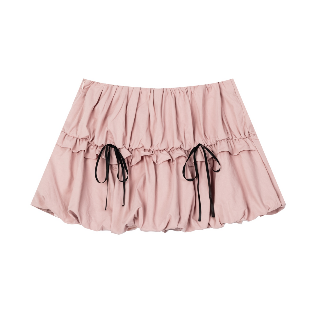Check Front Frill Ribbon Mini Skirt